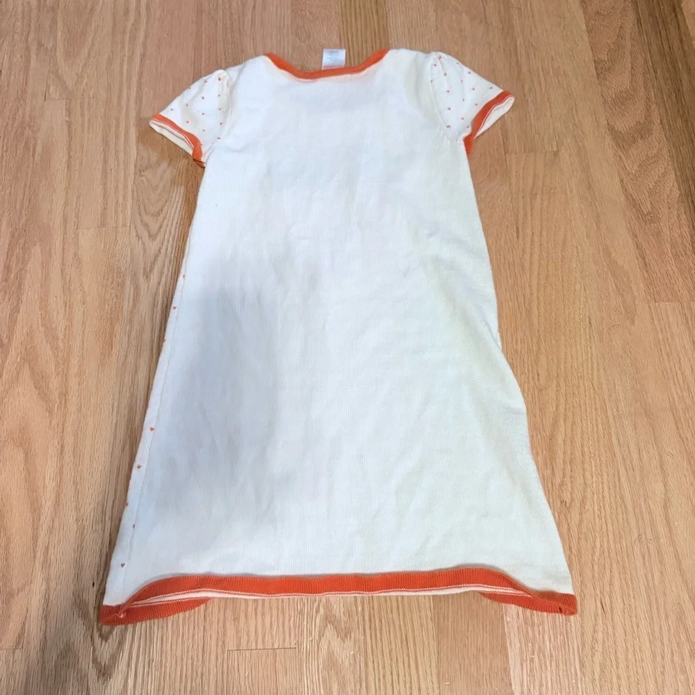 Gymboree Pumpkin Orange Embroidered Dress Sz 7 White Dot Fall Girls Kids